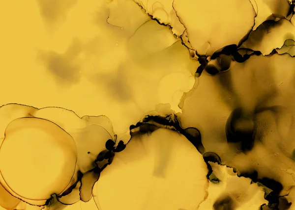 Black and Yellow Abstract Acrylic Texture. Gold — Stock Photo, Image