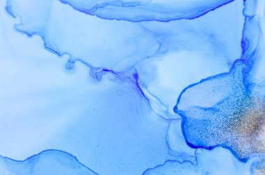 Mavi Göksel Sanat Şablonu. Sıvı mürekkep Dalgası 