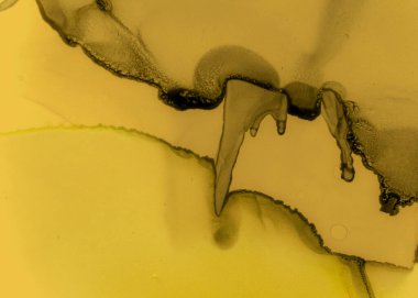 Siyah ve Sarı Soyut Akrilik Desen. Koyu 