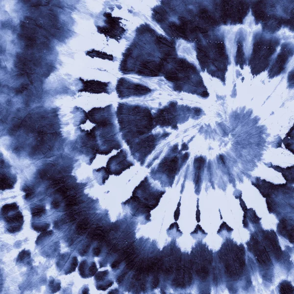 Blue Indigo Tye Die. Grunge Spirála. Bílý tisk — Stock fotografie