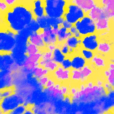 Mor Tye Die Spiral. Sarı Hippi Tekstili. 