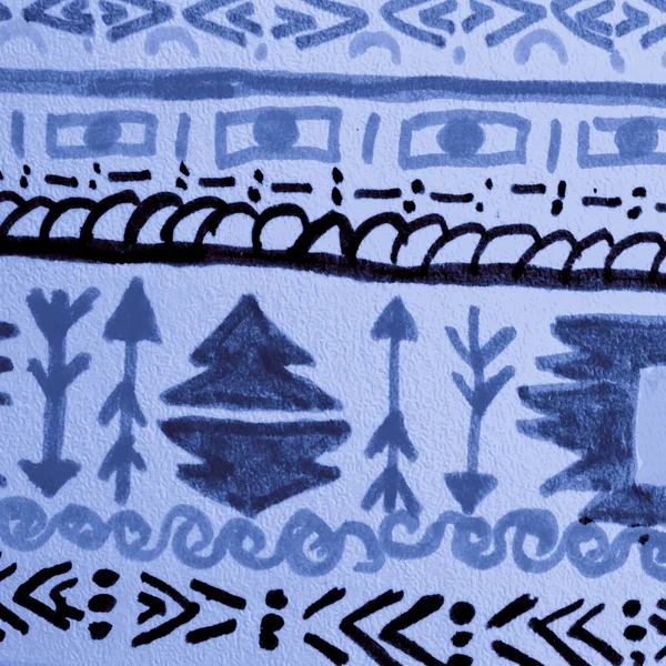 Indigo African Art Border. Tribal Mexican. Navajo