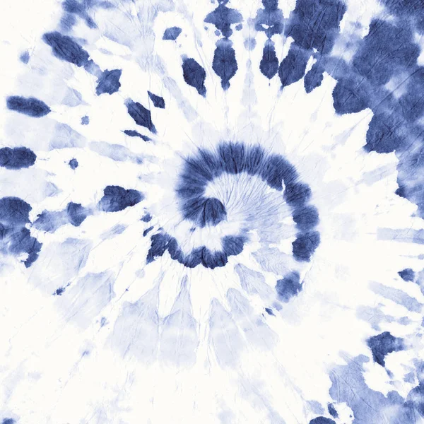 White Indigo Tye Die. Grunge Spiral. Blue Swirl — Stock Photo, Image