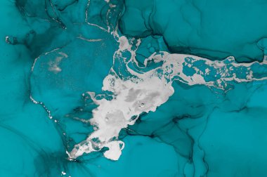 Mavi Okyanus Dalgaları. Canvas 'ta. El Boyası Modern