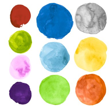 Suluboya Yuvarlak Koleksiyonu. Mürekkep Yaratıcı Dot Çizimi. Kağıt üzerinde leke olan soyut arkaplan. Suluboya Fırçala