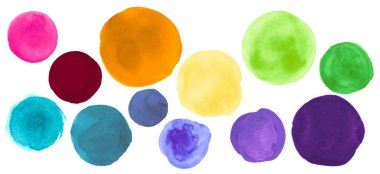 Suluboya çemberlerini fırçala. El Boyası Çizimleri. Felçli Arka plan. Renkli Suluboya Çemberleri. Mürekkep