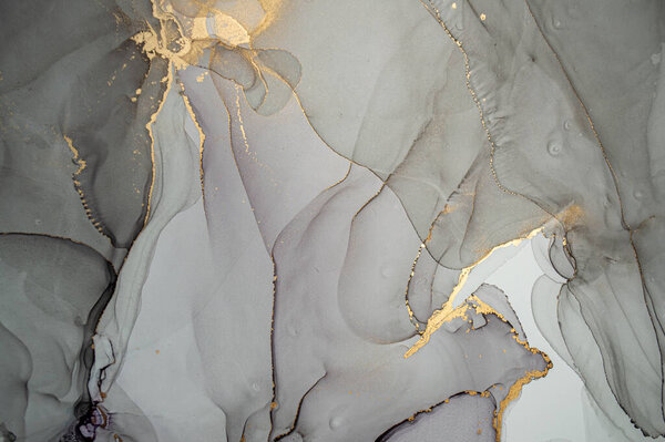 Golden Abstract Background Liquid. Alcohol Ink on