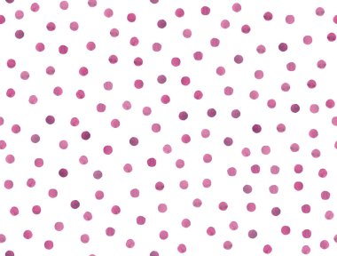 Pembe Vektör Suluboya Çemberleri. Beyaz Yuvarlak Doku. Sanat Grafik Noktaları Arkaplanı. Renkli Polka Vektörü Suluboya