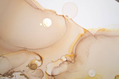 Altın Soyut Sıvı. Kağıda Alkol Mürekkebi.