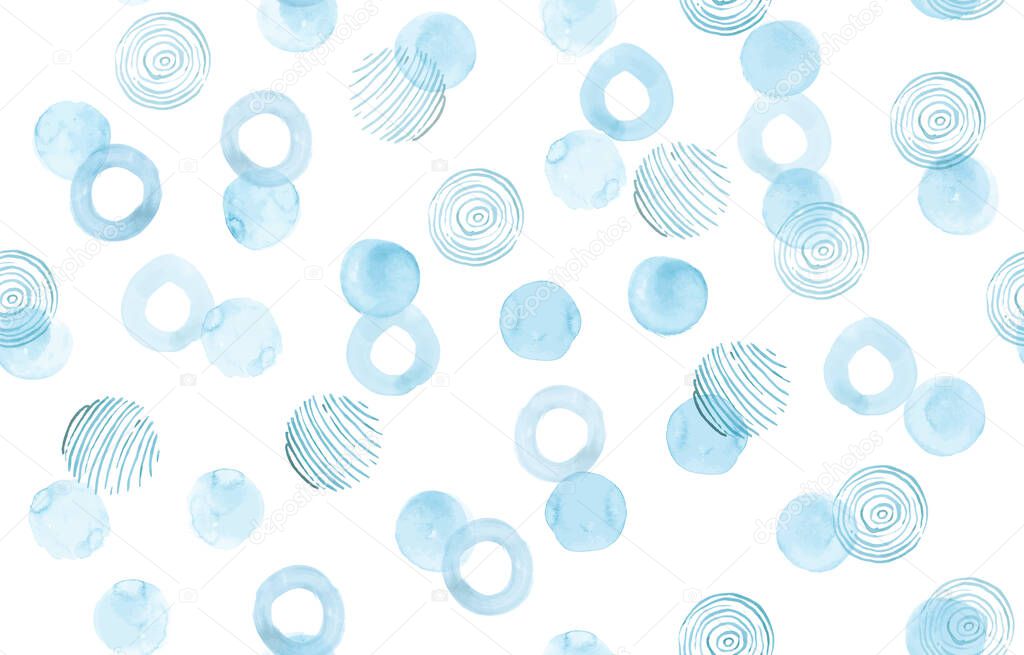 Vector Watercolor Rounds Pattern. Vintage Circles Wallpaper. Childish Geometric Dots Texture. Pastel Seamless