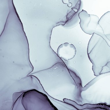 Mor Sıvı Boya Dalgaları. Duman Gri Akrilik Sanatı