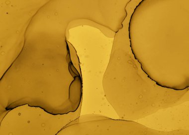 Siyah ve Sarı Soyut Akrilik Yüzey. Altın