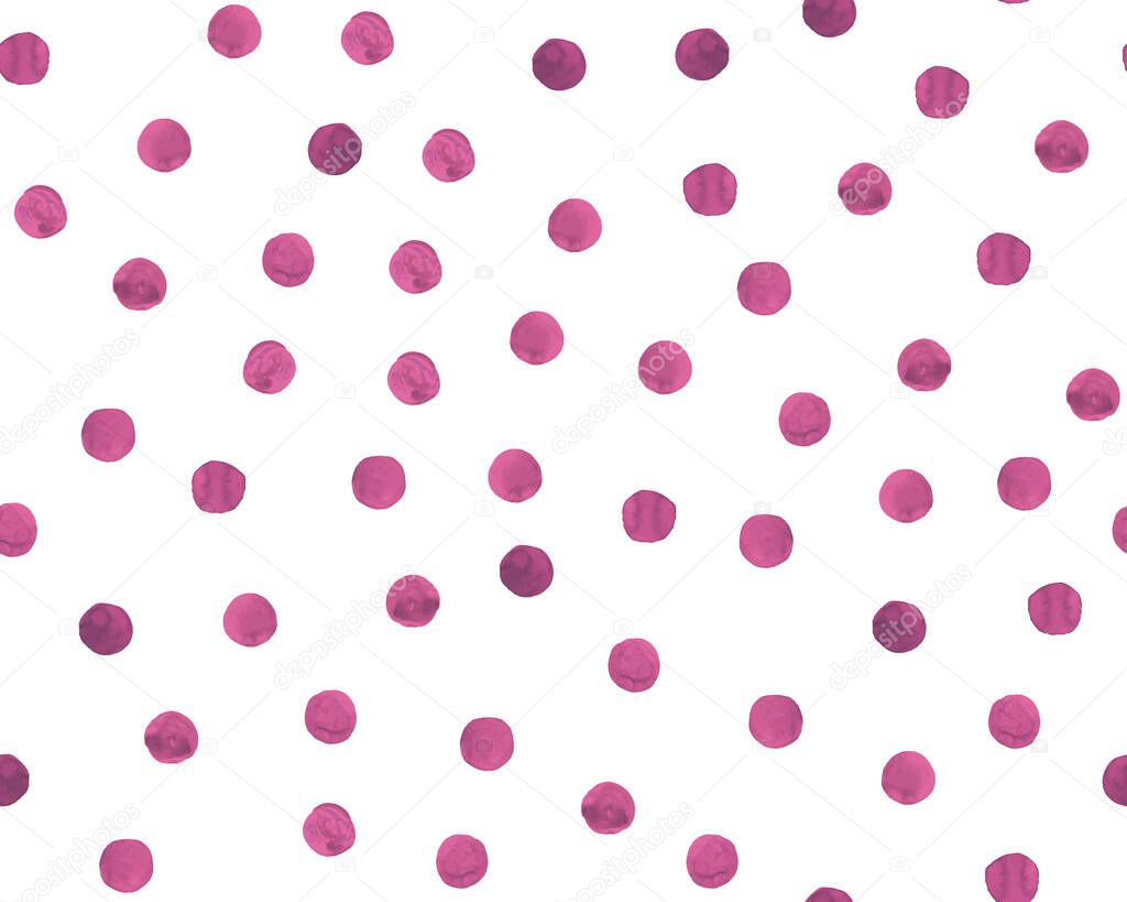 Seamless Watercolor Circles. Color Rounds Texture. White Grunge Spots Background. Cute Vector Watercolor Circles.