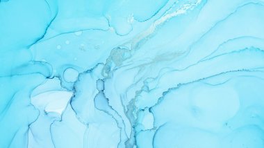 Mürekkep Renkleri Karışık Su. Yağ Dalgası Arkaplanı. Mavi