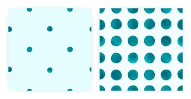 Suluboya Polka kumaşı. Kusursuz Spot Tekstil. Mavi El Duvar Kağıdı. Vektör Suluboya Polka. Moda Mürekkebi