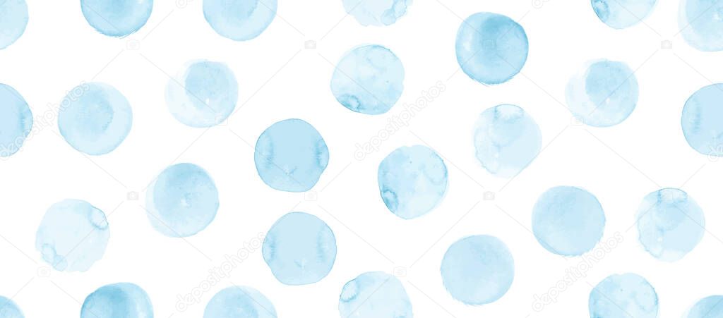 Vector Watercolor Rounds Pattern. Grunge Circles Background. Kids Geometric Spots Design. Pastel Seamless Watercolor