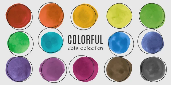 Su Boyası Çemberi. Grafik Benekler Ayarlandı. Kağıt üzerindeki sanat lekeleri. Vektör Su Rengi Çemberi. Soyut Grunge Şekilleri.