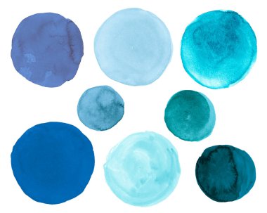 Taze Suluboya Çemberi. Kağıt üzerindeki izole Grunge Noktaları. İndigo Mürekkep Şekilleri Çizimi. El Boyası Suluboya Çemberi.