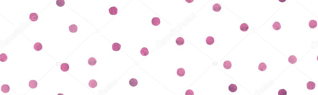 White Watercolor Circles. Cute Rounds Design. Color Vintage Spots Background. Seamless Vector Watercolor Circles.