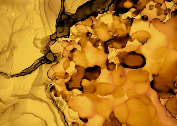 Siyah ve Sarı Soyut Akrilik Doku. Gri