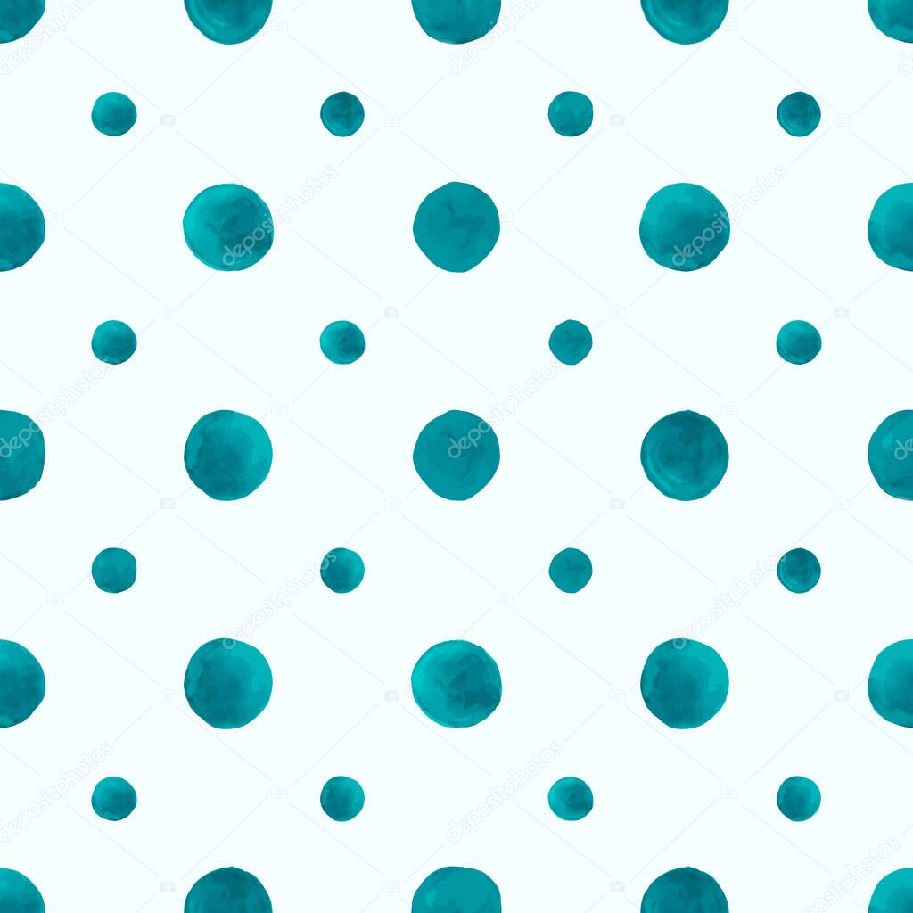 Hand Drawn Dots Pattern. Seamless Polka Repeat. Watercolour Circles Wrapping. Retro Hand Drawn Dots Pattern. Vector