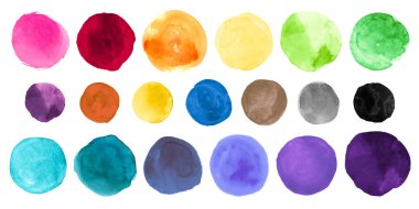 Suluboya çemberleri. El Boyası Çizimleri. Çizilmiş Leke Arkaplanı. Fırça Renkli Suluboya çemberleri. Mürekkep