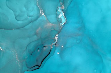 Mavi Okyanus Dalgaları. Kağıt üzerinde. El boyası Alkol