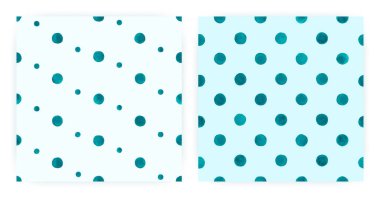 Vektör Suluboya Polka. Kusursuz Leke Tekrarla. Mavi El Paketleme. Soyut Suluboya Polka. Moda Bebeği