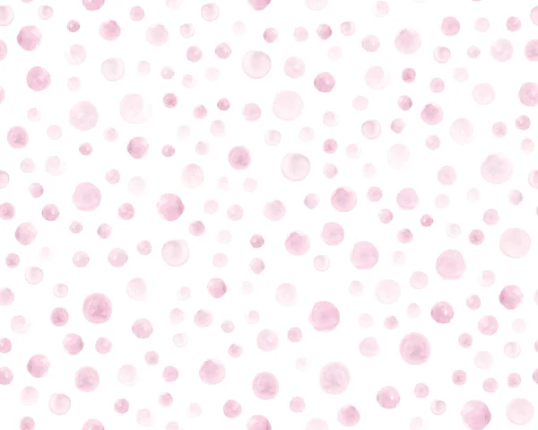 Nahtlose rosa Aquarellkreise. Geometrische Hand Paint Dots Hintergrund. Grunge Handgezeichneter Stoff. Niedliche Rose Aquarell — Stockfoto