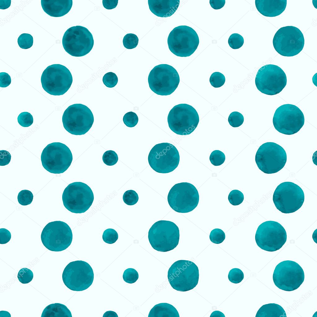 Hand Drawn Dots Pattern. Seamless Polka Textile. Watercolor Rounds Wallpaper. Pastel Hand Drawn Dots Pattern. Vector