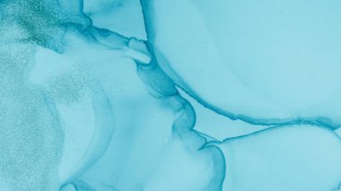 Yeşil Pastel Sıvı Serpintisi. Mavi Deniz Gradyanı