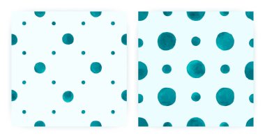 Vektör Suluboya Polka. Kusursuz Dot Tekstil. Mavi Düzensiz Arkaplan. Suluboya Polka Doodle. Grafik Mürekkep Benekleri.