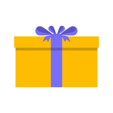 Beyaz arkaplanda izole edilmiş desensiz sarı hediye kutusunun vektör çizimi