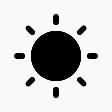 Parlaklık sembolü için simge güneş ikonu vektörü izole edildi. Güneş ışığının basit grafik çizimi