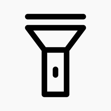 fener ikonu vektörü. Akıllı telefon temalı arayüz için uygun meşale sembolü. beyaz arkaplanda izole