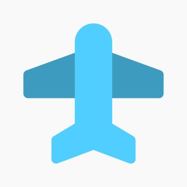 Uçak ikonu vektörü. Akıllı telefon düğmesi arayüzü için uçuş kipi işareti beyaz arkaplanda izole edildi.