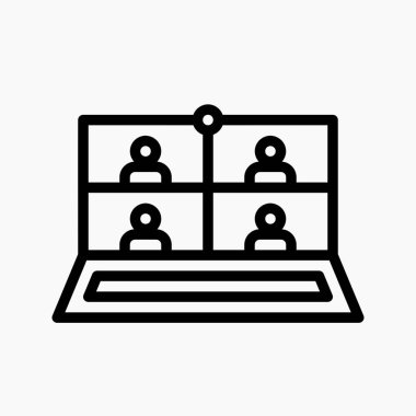 çevrimiçi toplantı simgesi vektörü. Online öğrenme sembolü. grup video çağrı işareti