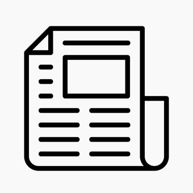 haber simgesi vektörü. Gazete sayfası illüstrasyonu beyaz arkaplanda izole.