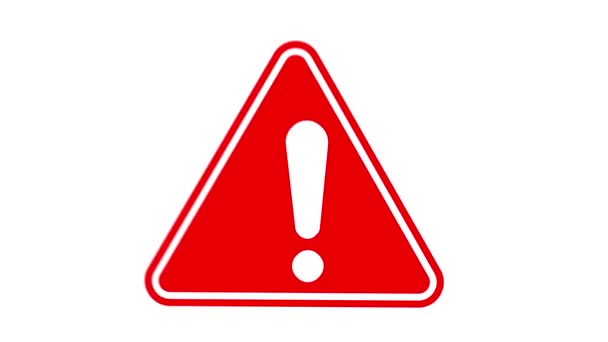 Анимационный красный значок тревоги на белом фоне экрана в 4k
