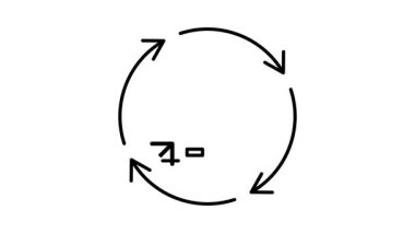 İstatistiksel gelişim çizgi animasyonu. Verimlilik büyüme canlandırma simgesi. Dönen oklar. Grafik geliyor. Ekonomi, finans. Beyaz arkaplandaki ana hatlar. Alfa kanallı HD video