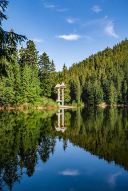 Karpatlar 'da yaz havasında Alp Gölü. Güzel gölet.