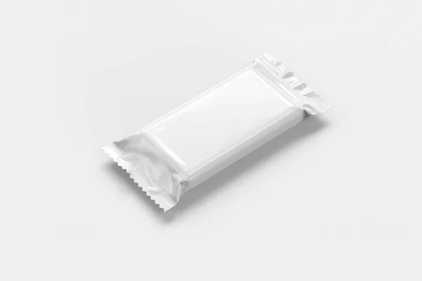 Hoch Realistische Fließverpackung Isoliert Auf Weißem Hintergrund Rendering Attrappe Verpackungen lizenzfreie Stockbilder