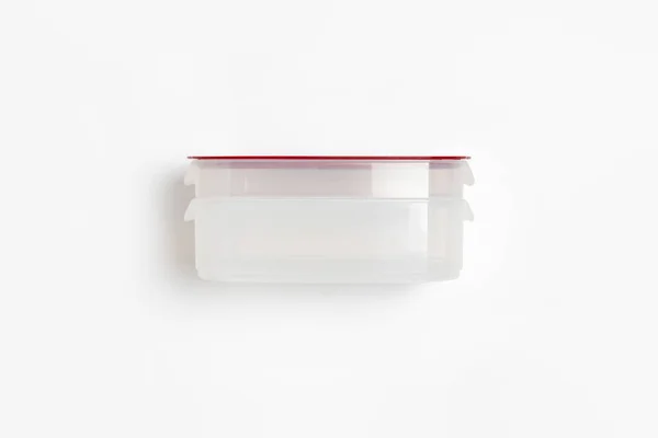 Kapağı Beyaz Arka Planda Izole Edilmiş Plastik Yiyecek Kabı Depolama — Stok fotoğraf