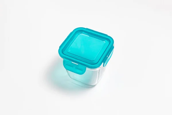Glass Food Container Plastic Lid Isolated White Background Storage Container — Stock Photo, Image
