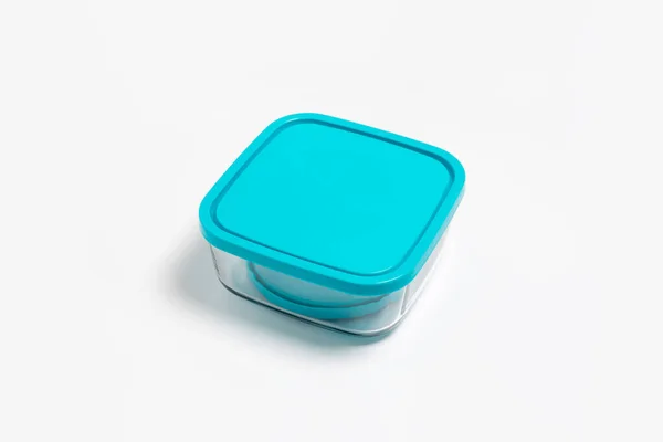 Glass Food Container Plastic Lid Isolated White Background Storage Container — Stock Photo, Image