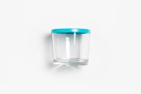 Glasbehälter Mit Plastikdeckel Isoliert Auf Weißem Hintergrund Aufbewahrungsbehälter Hochauflösendes Foto — Stockfoto