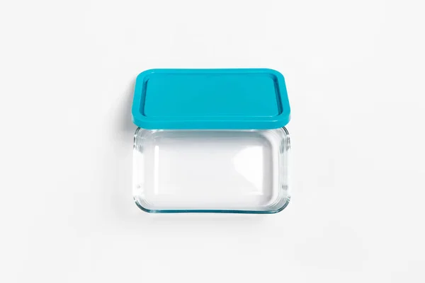 Pojemnik Szklany Plastikową Pokrywą Izolowany Białym Tle Pojemnik Przechowywanie Fotografia — Zdjęcie stockowe