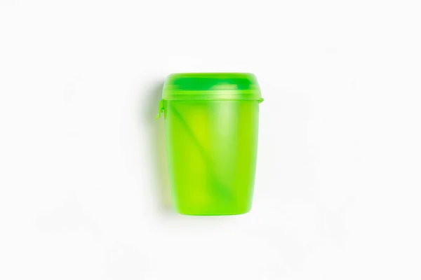 Coupe Thermos Plastique Avec Une Cuillère Avec Bloc Congélateur Isolé — Photo