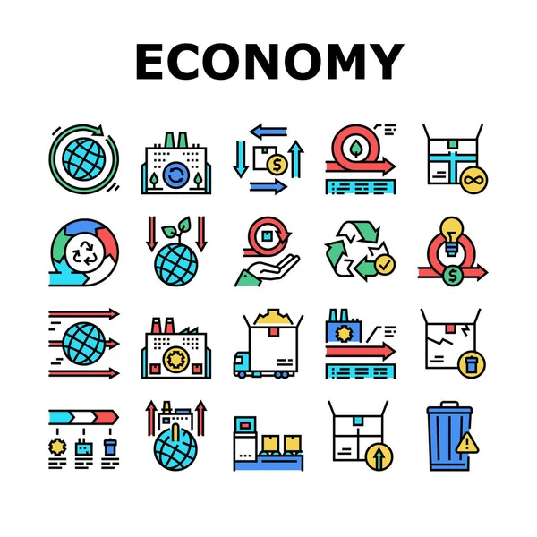 Vector de iconos de modelo de economía circular y lineal — Vector de stock