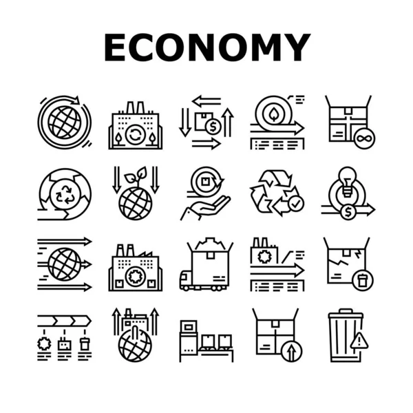 Circulaire en lineaire economie Model Pictogrammen Set Vector — Stockvector